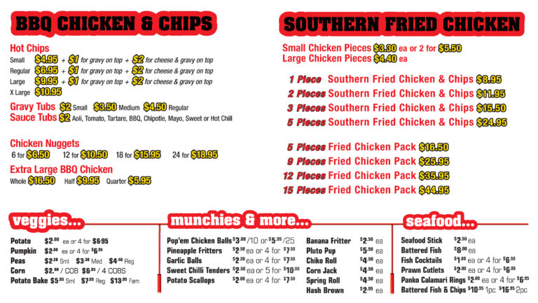 Ballina & Goonellabah Menu – Chicken Mania